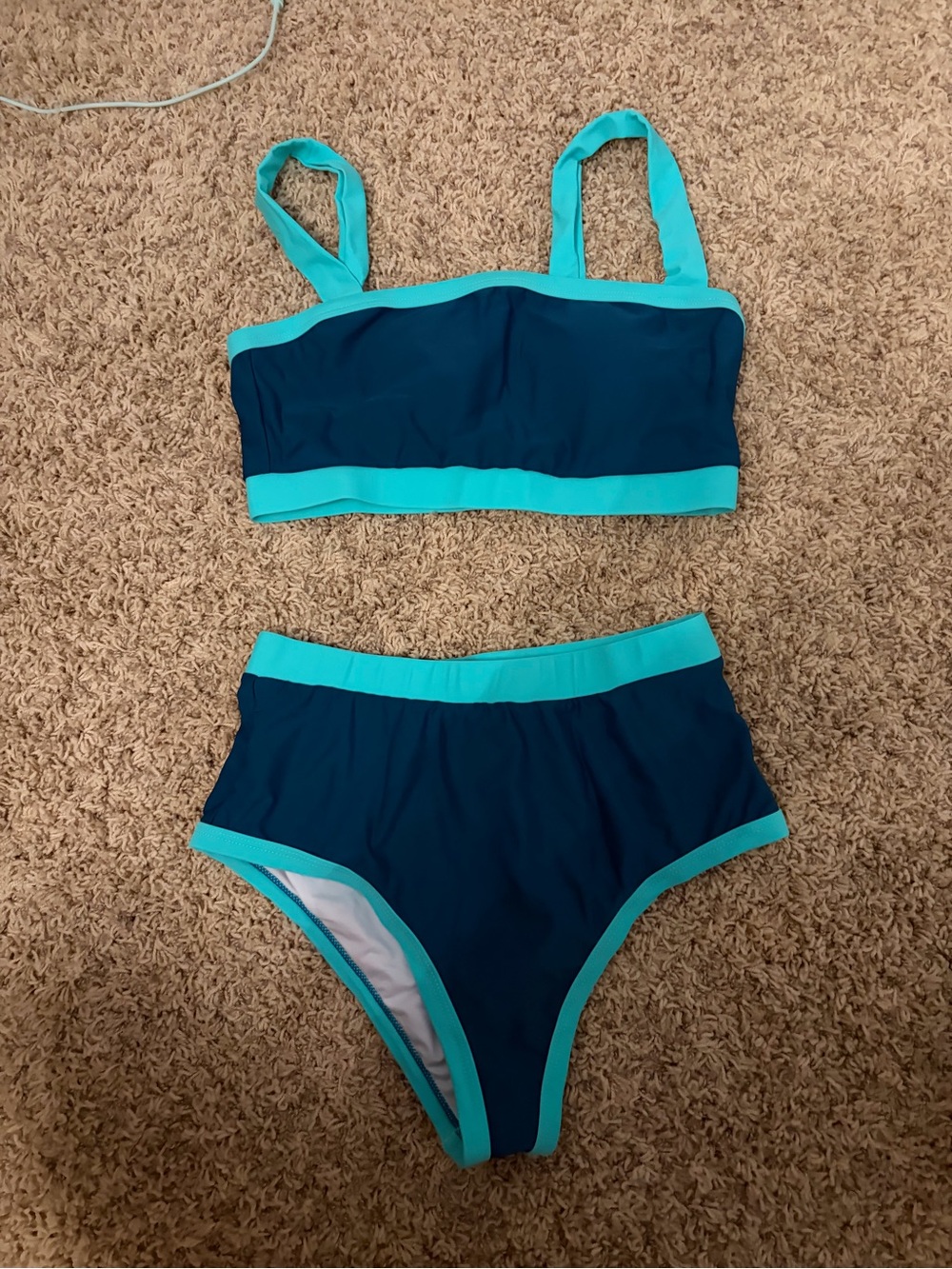 Two-Tone Navy and Aqua Bikini Set